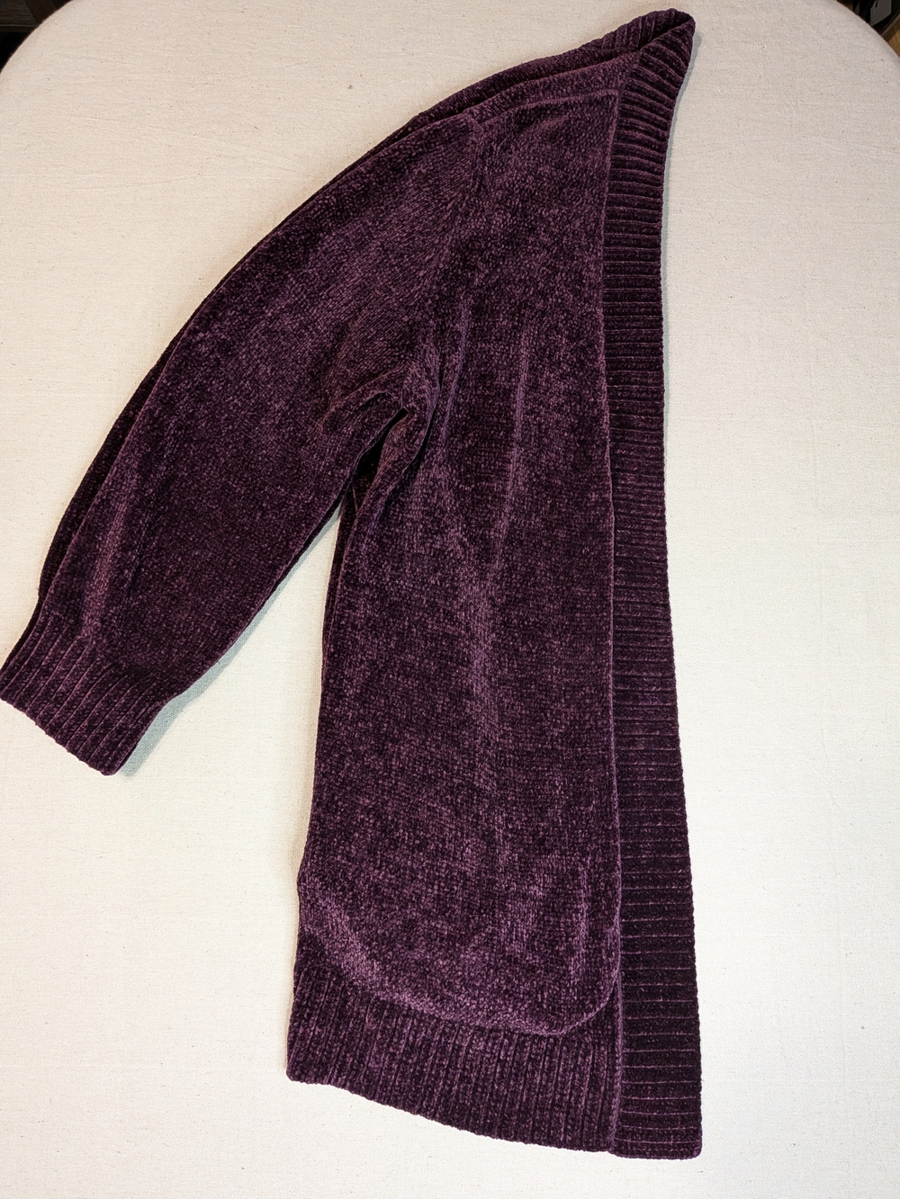 Deep Plum Purple Chenille Open Front Cardigan - Picture 3 of 6